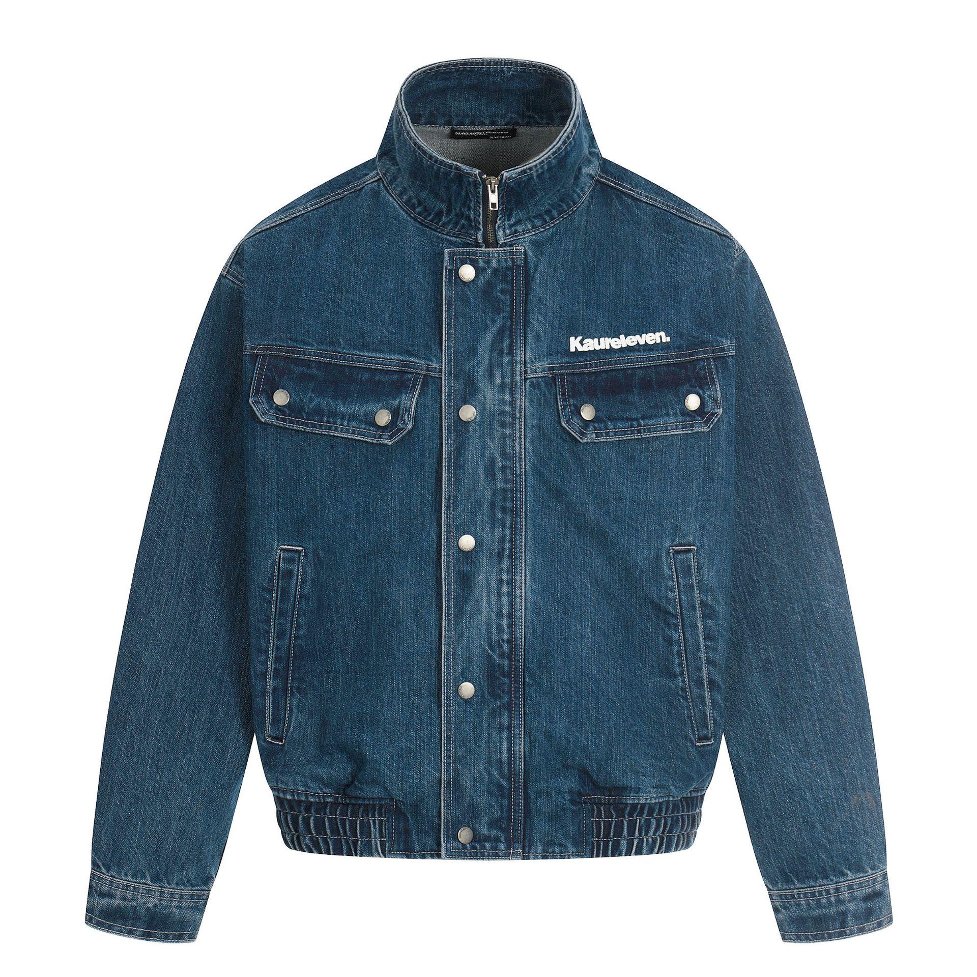 Unisex Retro American Style 3D Printed Denim Jacket - Blue Hip Hop Streetwear L