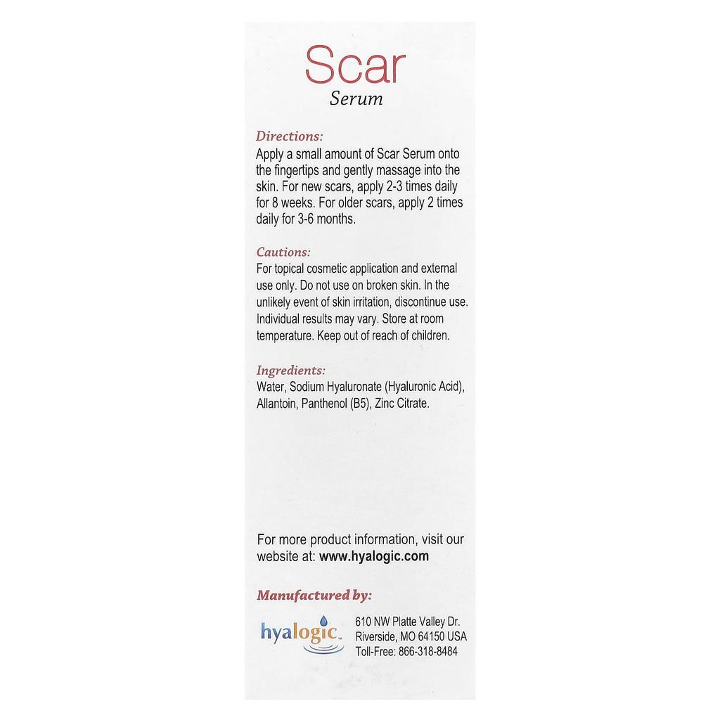 Scar Serum with Hyaluronic Acid & Allantoin & B5, 5 Fl Oz (15 Ml)
