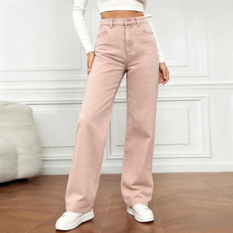 Damen Sommer Lässige High-Waist Weitbeinige Jeans
