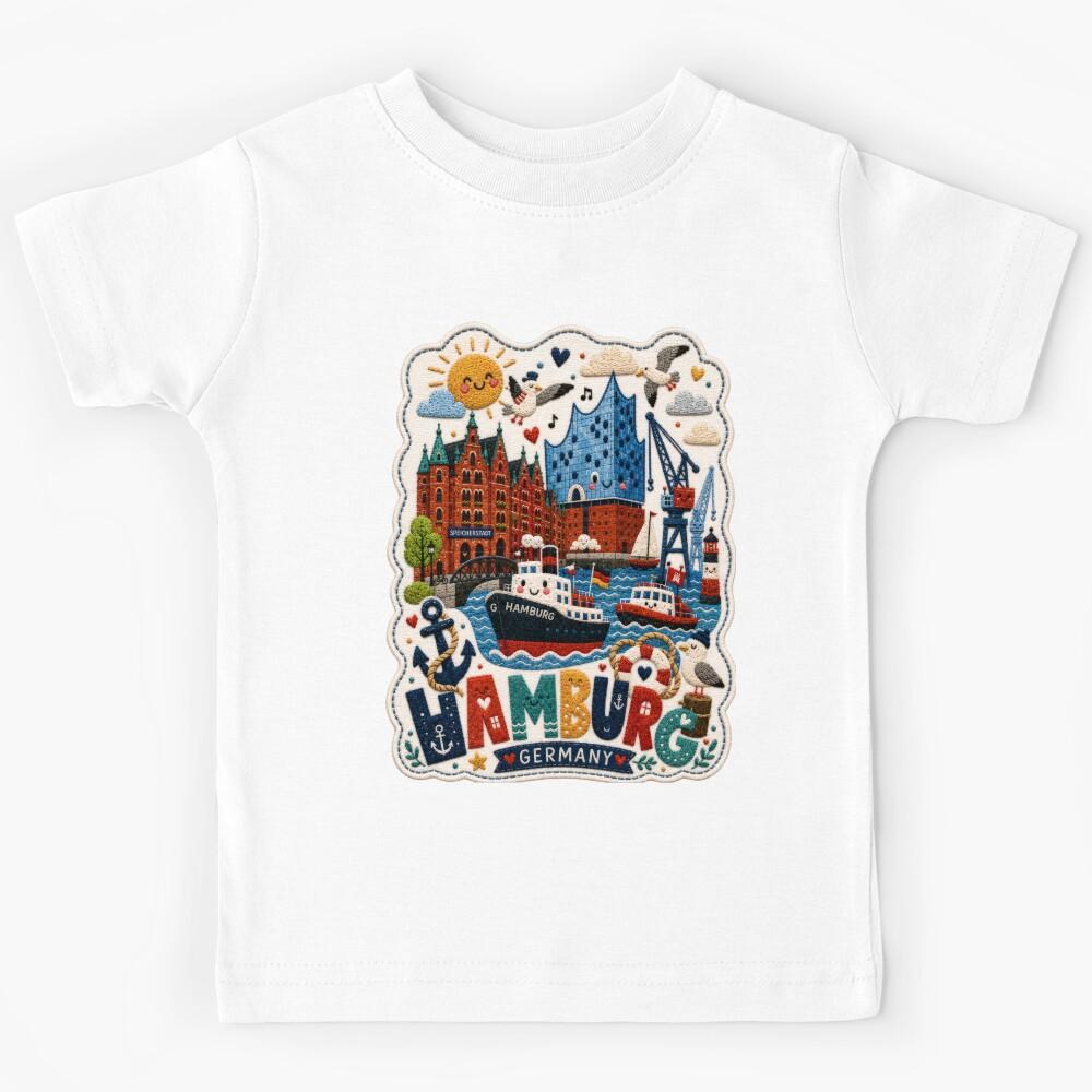 Hamburg Germany Maritime Travel Souvenir Art Kids T-Shirt 140