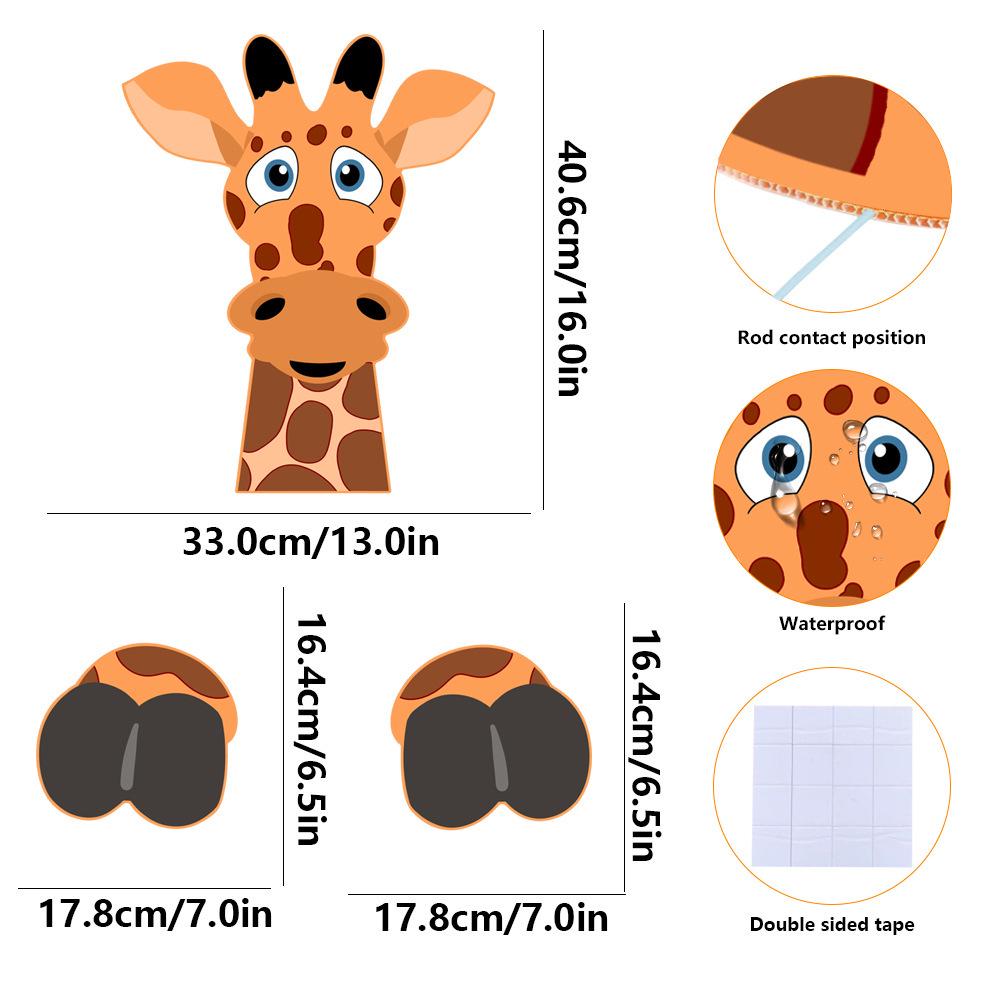 Cartoon Animal Peeking Outdoor Fence Decoration Sign