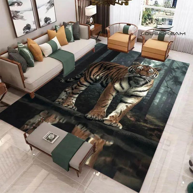 

2D Tiger Leopard Cheetah Lion Wolf Area Rug,Carpet Rug for Living Room Bedroom Sofa Doormat Kitchen Decor,Kid Non-slip Floor Mat 40cm x 60cm