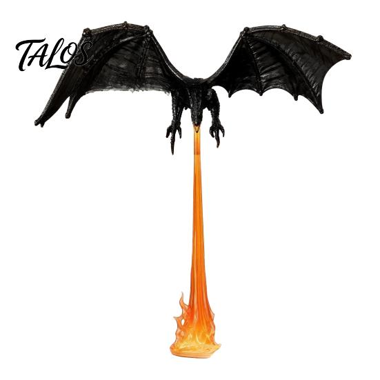 Holz Regal Klemme Leuchtender Drache Bücherregal Nische mit LED Flammen Effekt, Fantasy Dekor, Buch Fliegendes Display Ornament für Arbeitszimmer Leseecke black