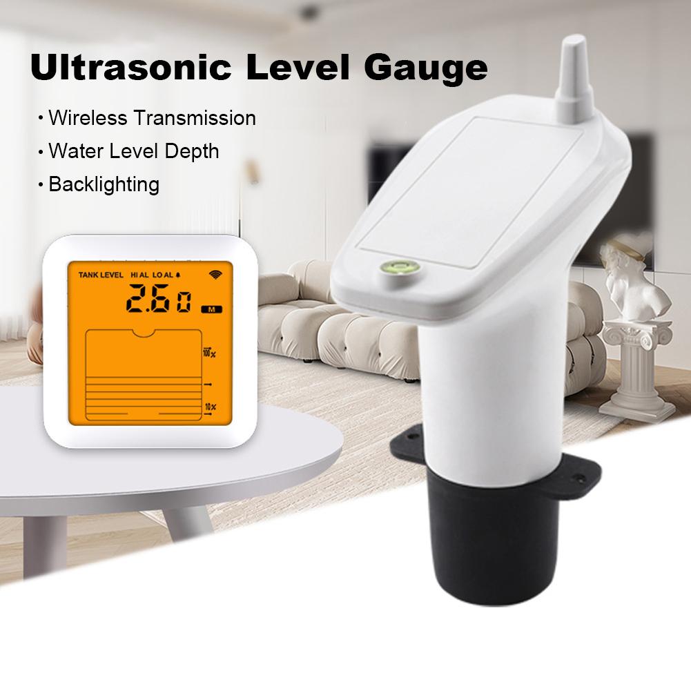 Ultrasonic Liquid Level Meter Low Battery Indicator Alarm Multifunctional Liquid Gauge Water Level Monitor for Home Garden Yard
