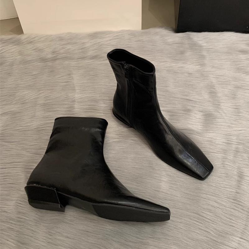 Fashion SUOJIALUN 2025 New Brand Women Ankle Boots Fashion Square Toe Back Zipper Ladies Elegant Short Boots Square Low Heel Shoes