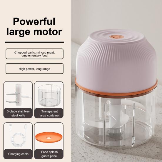 Elektrischer Mini-Knoblauchhacker USB Fleischwolf Leicht zu Reinigen Kompakt Tragbar Knoblauch Ingwer Zerkleinerer Küchenwerkzeug