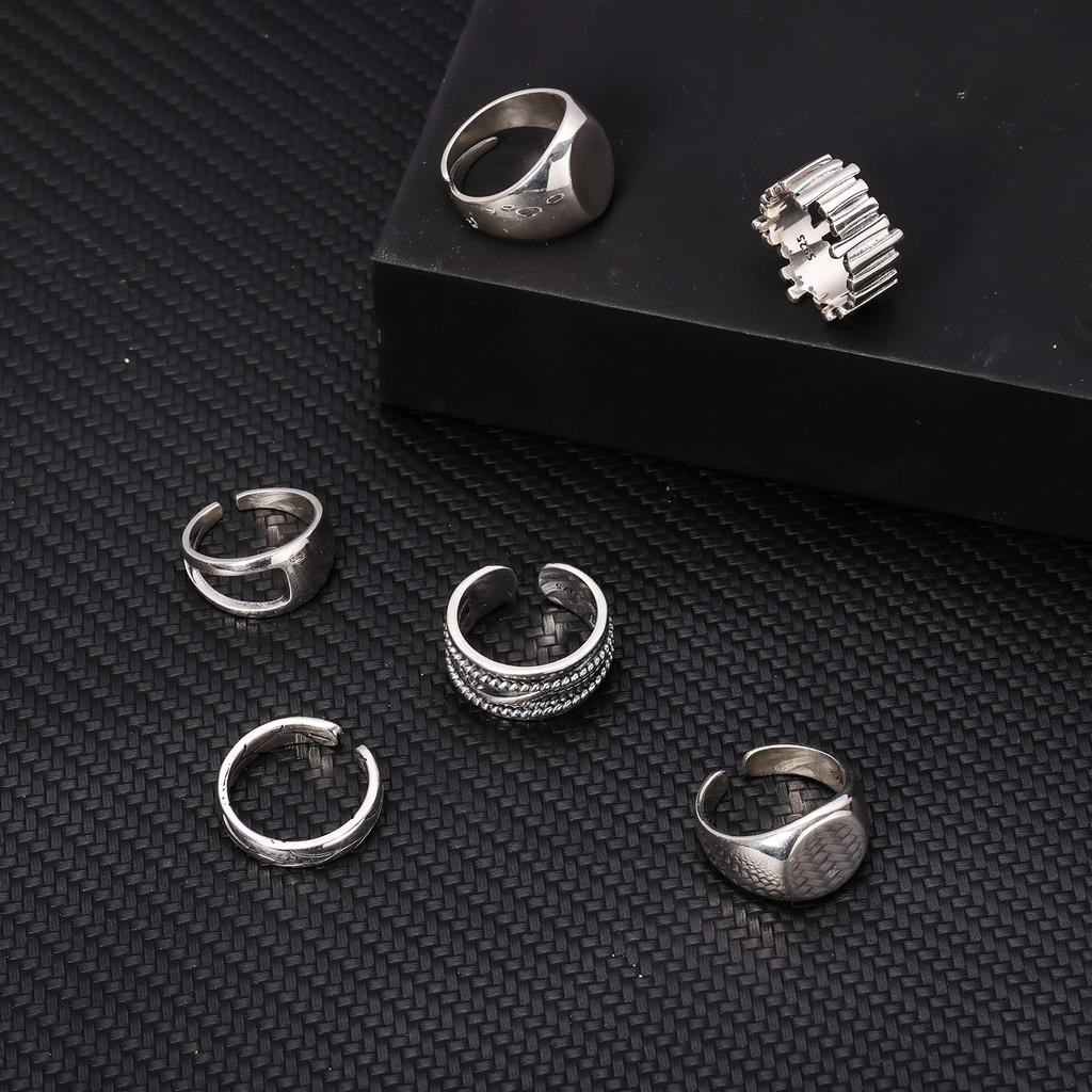 Yooping Men's Silver 925 Ring, Adjustable Size, Retro Craftsmanship, Unisex, A-Style