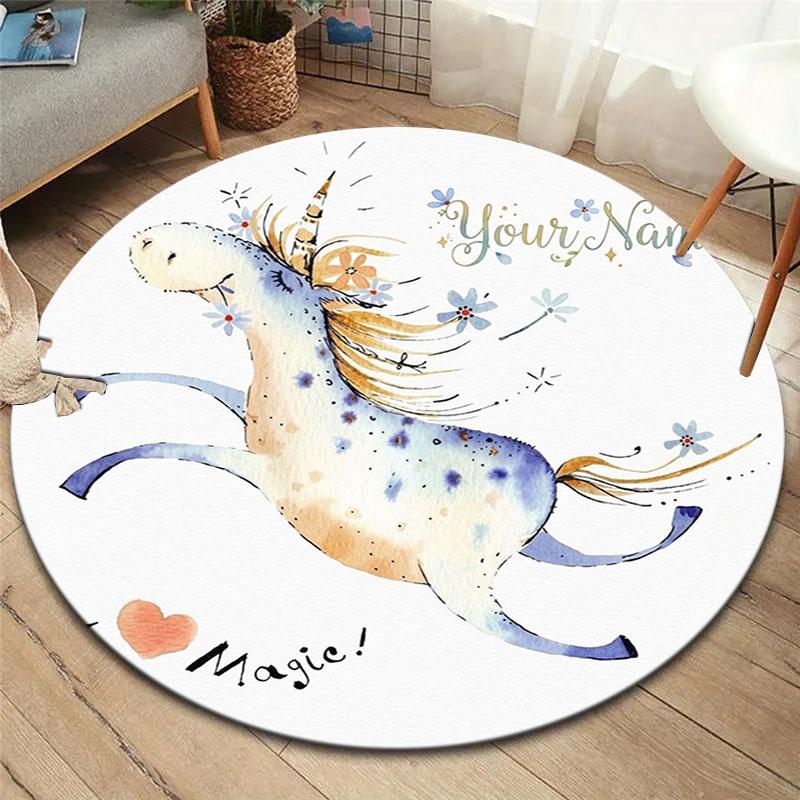 Pippi Longstocking Custom Name Round Area Rug,Carpet Rug for Living Room Bedroom Sofa Playroom Decor,Non-slip Floor Mat