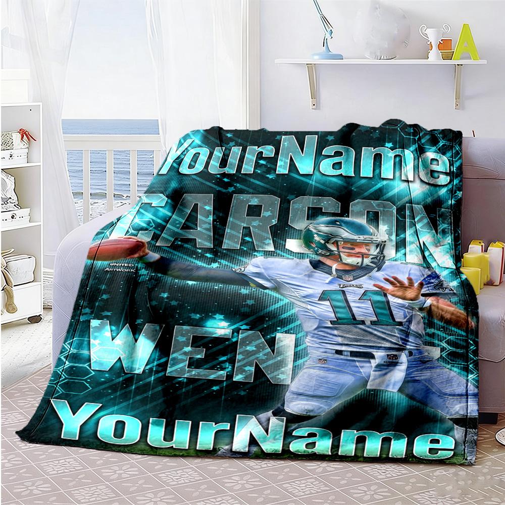Philadelphia Eagles Customize Text Blanket Lightweight Personalized Blanket Soft Cozy Great For Home Decor Bedding Living Room Sofa