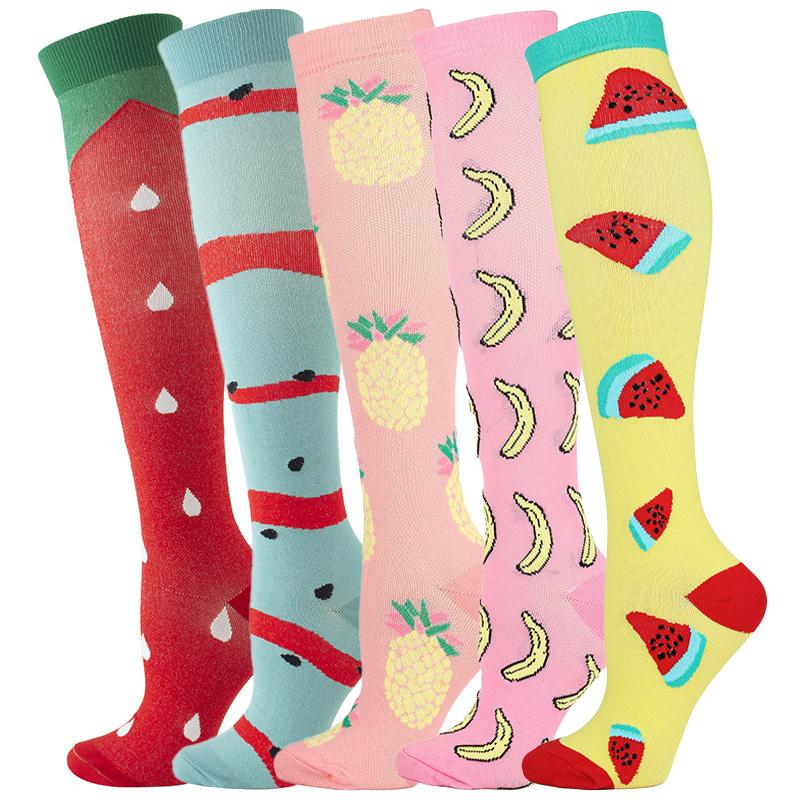 5/6 Pairs Compression Socks Varicose Veins Stockings New Pattern Calf Pressure 15-20Mmhg Men Women Work Sports Yoga Calf