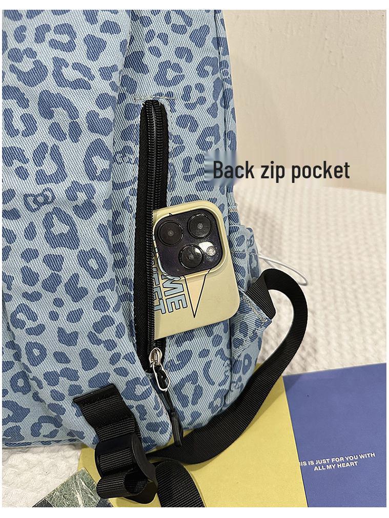 Women's Red Leopard Print Double Shoulder Backpack - Stylish American Niche Travel Bag, Large Capacity, Lightweight