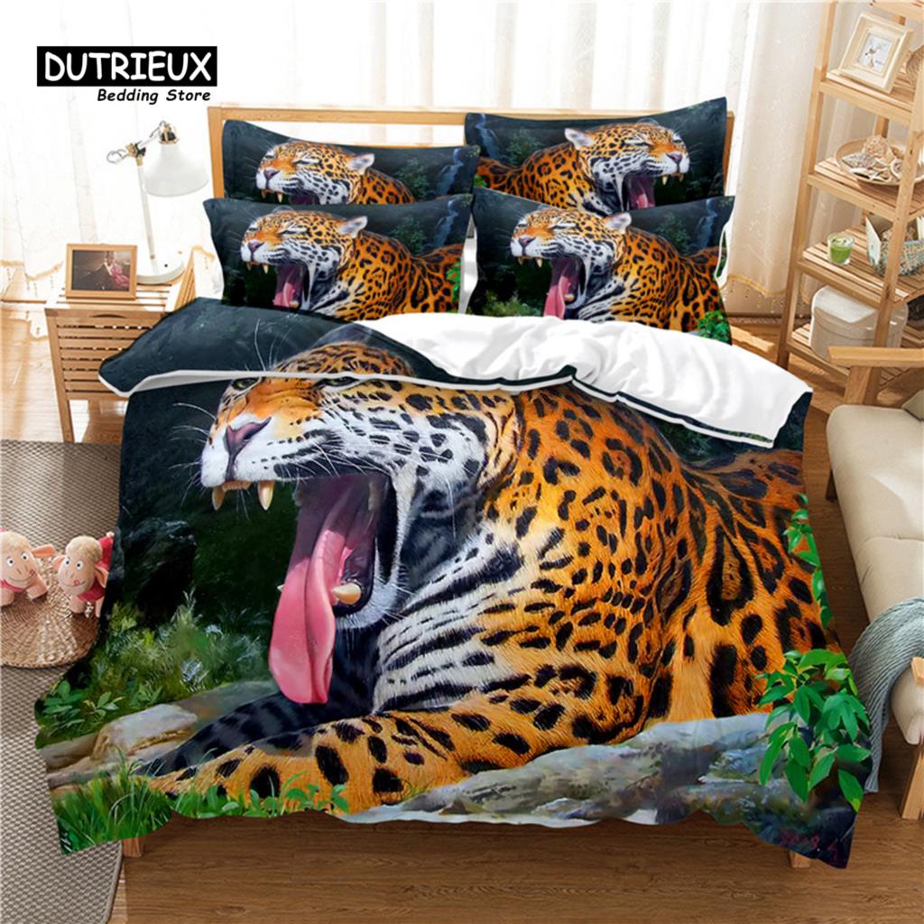 Tiger Digital Printing Bedding Set, Duvet Cover, 3D Bedding, Linen, Queen Size, Fashion Design
