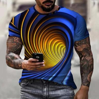 Bunter Wirbel Abstrakter 3D-Druck Herren T-Shirt Kurzarm Streetwear Fashion Casual Sport Übergroß