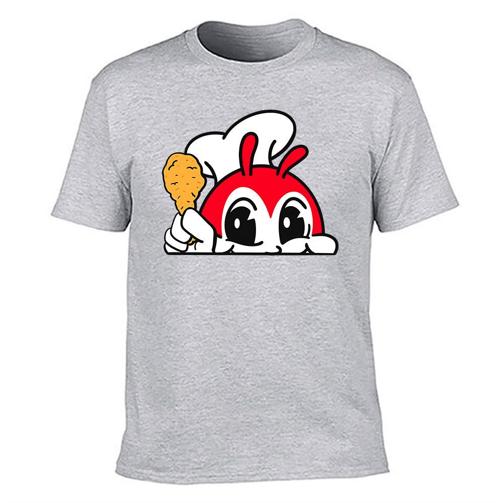 Unisexs Cotton Tshirt With Jollibee Fried Chicken Print Casual Cartoon Graphic Tee For Fast Food Lovers