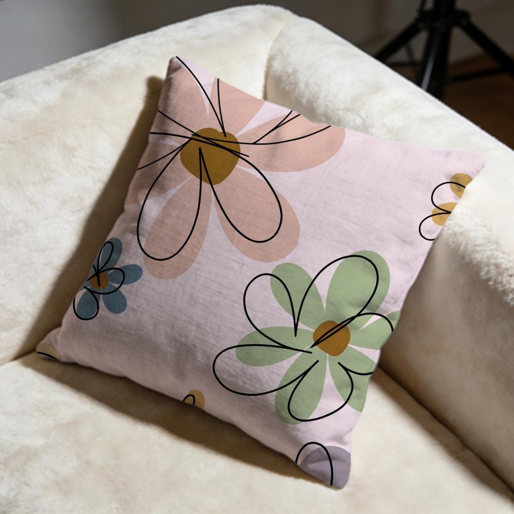 Line Flowers Cushion Cover Soft Decorative Pillow Case Suitable for Bedroom Sofa Car Travel Use