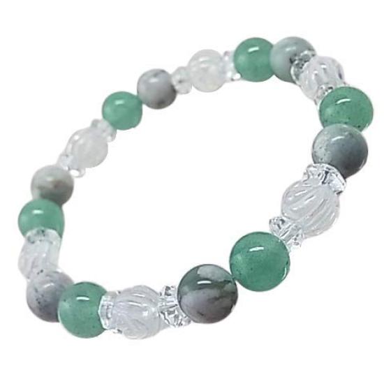 

Great Value Healing Green Bouquet Style Natural Stone Bracelet Rose Aventurine Power Stone Healing Love Happiness Bouquet Purification Organdy Pouch зелений