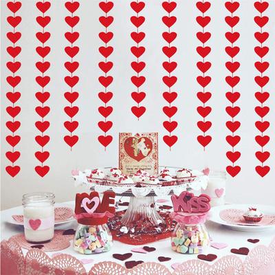 Red Hearts Garland DIY Valentines Day Hanging String Garland Day Wedding Anniversary Birthday Party