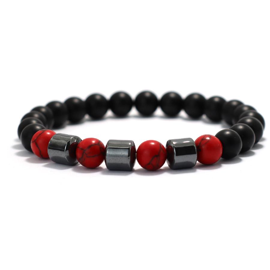 Pánský náramek 8mm Onyx Howlit Hematit Léčivý Mosazný Náramek Meditace Jóga Tygří Oko Náramek Přítel Manžeta Ruční Šperk Dárek