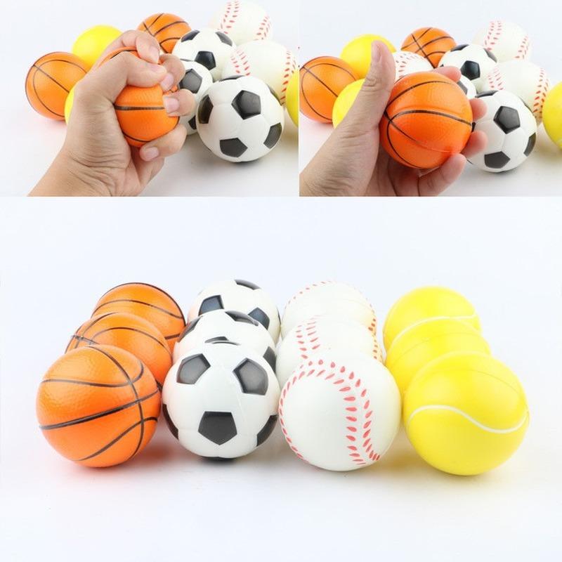 6.3cm Anti Stress Ball Relief Soccer Football Basketball Baseball Tennis Soft Foam Rubber Squeeze Ball Toys for Kids