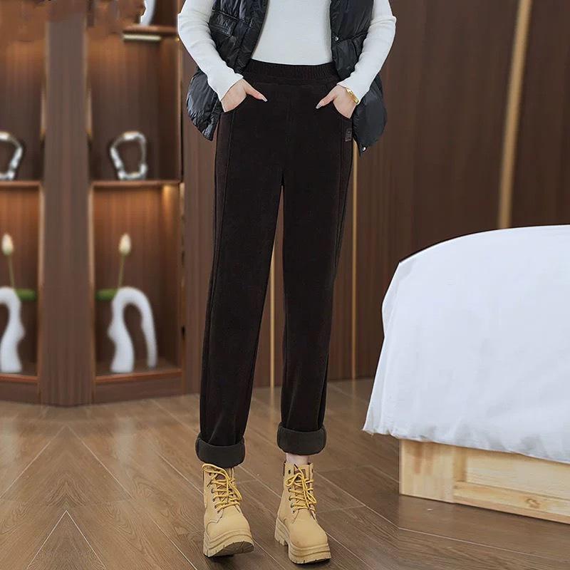 2024 Karcsúsított Magas Derekú Meleg Bársony Háremnadrág Őszre/Télre