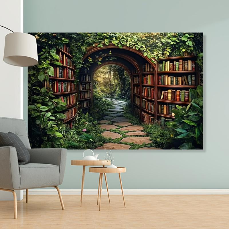 VIKAMA Vine Arch Library Tapestry Study Desk Decor Backdrop Bedroom Headboard Wall Cloth Dorm Renovation Hanging Home Decoration