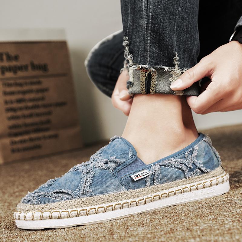 Men's Cloth Shoes 2024 Spring/Summer New Comfortable and Trendy One Feet Wearing Lazy Casual Sports Canvas Shoes