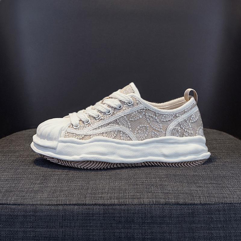 

Mesh thick-soled white shoes women s spring shell round head versatile casual shoes board shoes women s dissolving bottom anti-skid moisture 40 абрикосовый