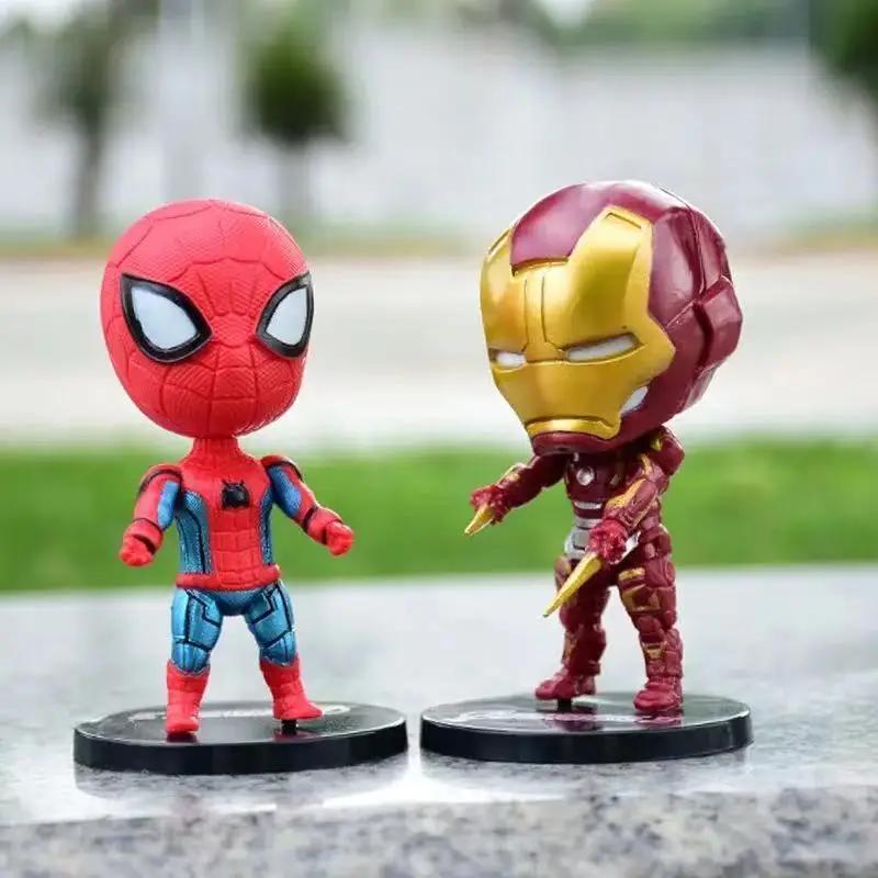 6pcs/set Marvel Avengers Black Panther Thanos Ironman Spiderman Captain American Hulk Figure Model Toys Birthday Gift