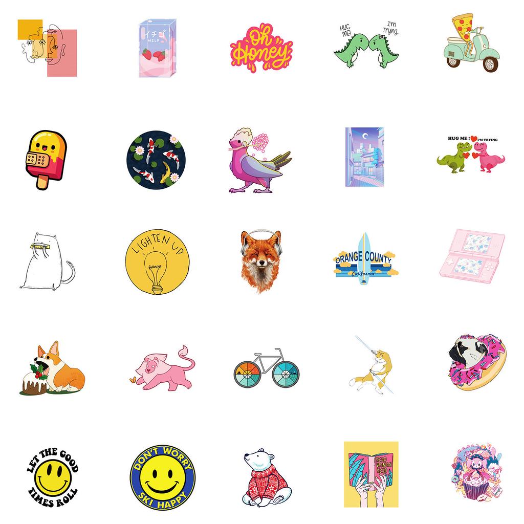 50 New Small Fresh Series Graffiti Stickers Sunset Scenery Painted Stickers