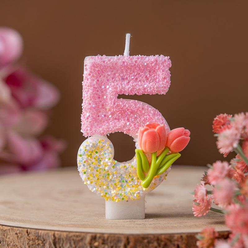 Creative Handmade 0-9 Birthday Flower Candle for Cakes and Desserts