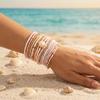 Boho Mermaidcore Muschel Samenperlen Armband Set für Damen Ästhetische Stapelbare Armbänder Handgefertigt Sommer Strand Muschel Schmuck Geschenk