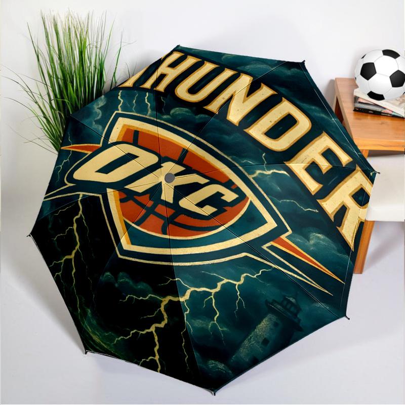 Thunder OKC Basketball Umbrella 8-Frame for Travel, Camping, Casual Lightweight Portable Umbrella, Essential for Every Family Holidays Gift