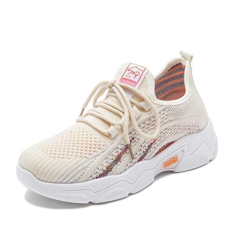 

Женские спортивные туфли с толстой подошвой, повседневные туфли, увеличивающие рост, дышащие плетеные женские туфли 40 бежевый