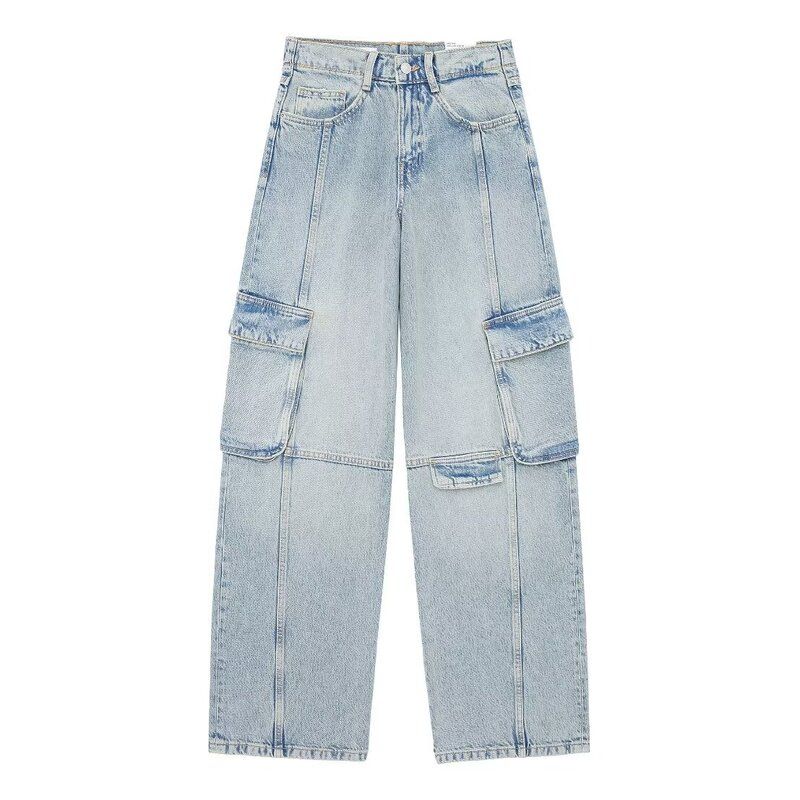 Fashion Style 2024 Spring/Summer New Arrival Women's Clothing Slim Looking Easiest for Match Overalls Mid Waist Denim Pants 4730030