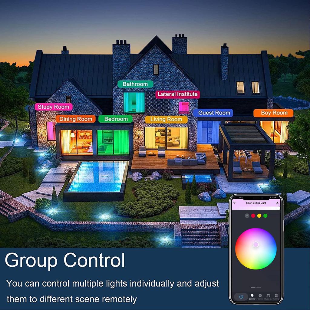 HomeKit Smart Ultra-Thin Ceiling Light with Siri Voice Control, WiFi Dimming & Color Adjustment
