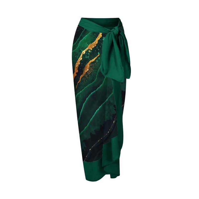 

Women s High-End Holiday Print Tie-Up Beach Dress - Style 23017193 One Size зелений