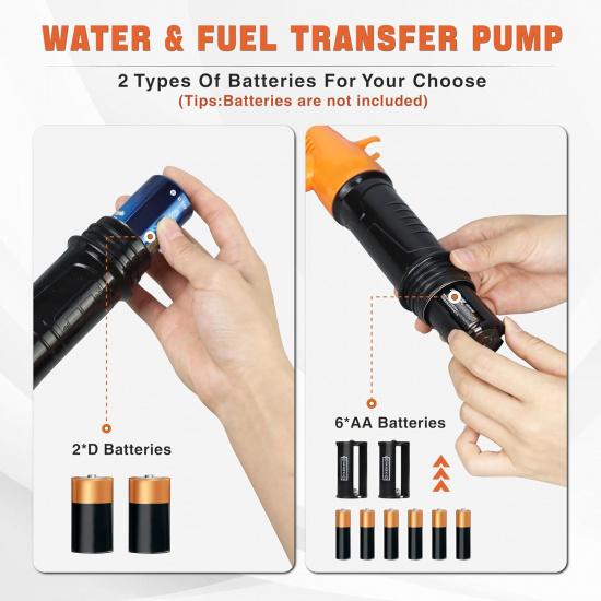 Portable Battery Operated Fuel Transfer Pump,Electric Siphon Pump For Gas,Water, Oil And Diesel Transfer-Orange