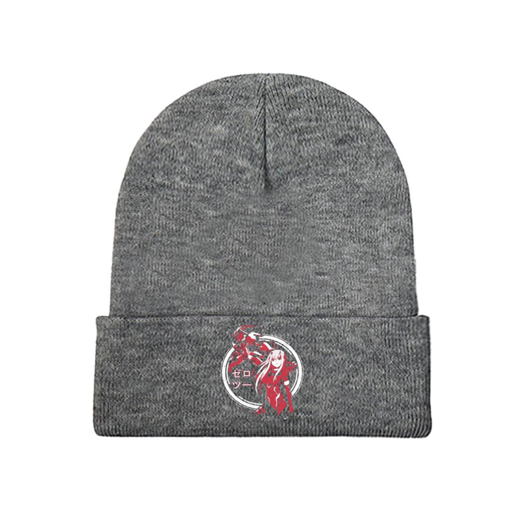 Zero Two Strelitzia Darling in The Franxx Strickmütze Beanies Herbst- und Wintermützen Warme Polyester-Hip-Hop-Caps für Unisex-Frauen Geschenk