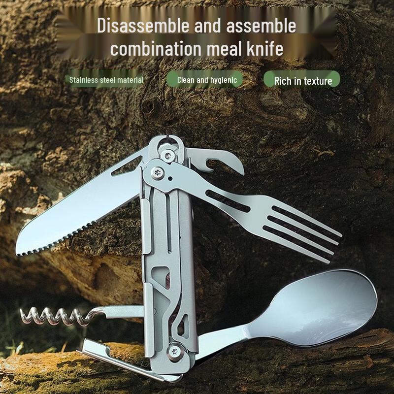 Portable Stainless Steel Multi-function Camping Cutlery Set