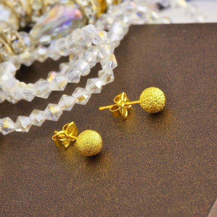 Exquisite Gold-Plated Frosted Stud Earrings - 5mm Versatile Round Beads