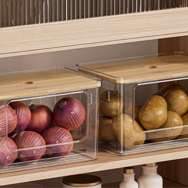 Clear Plastic Waste Bag Dispenser Organizers Featuring User Friendly Bamboos Cover And Spacious Design