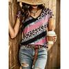 Womens V-Neck Short Sleeve Loose T-Shirt With Colorful Polka Dot Print Casual Oversized Top Daily Wear