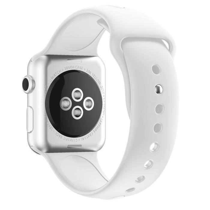 [Compatible Apple iWatch 44 mm] Bracelet Silicone Blanc Souple Taille S-M Sport Mixte Remplacement Montre