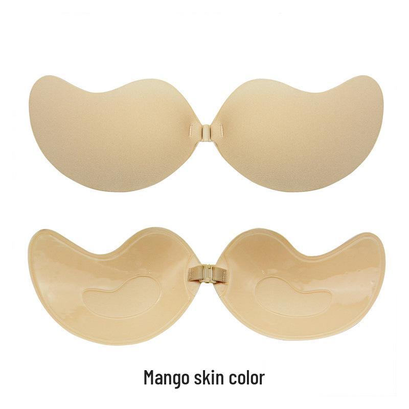 Mango Seamless Silicone Push-Up Strapless Bra with Front Buckle and Nipple Covers