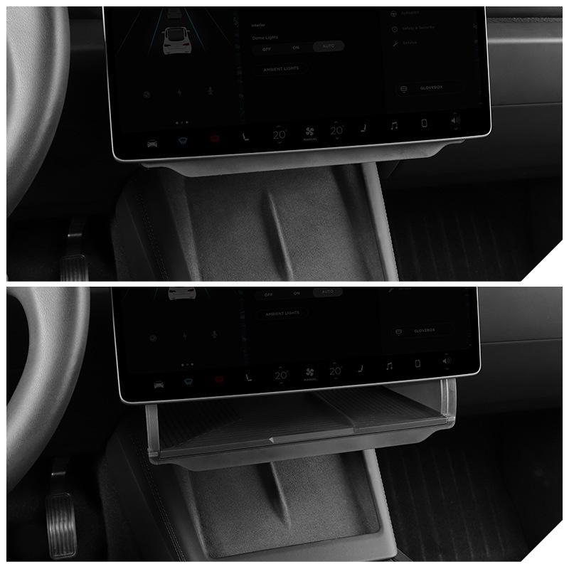 For Tesla Model Y Juniper 16-inch Center Under Screen Storage Box for Model 3 Highland Open and Close Screen Hideen Privacy Box