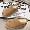 2025 New Women Mules Short Plush Slippers Suede Genuine Fuzzy Slippers Classic Quality Women Soft House Cotton Slippers