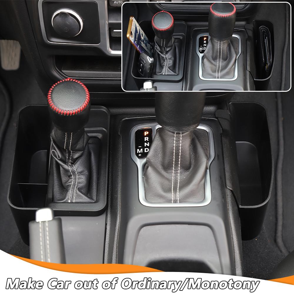 Bilväxelkonsol Sidoförvaringslåda Organiseringsbricka för 2018-2023 Jeep Wrangler JL JLU Interiörtillbehör, 2st Svart