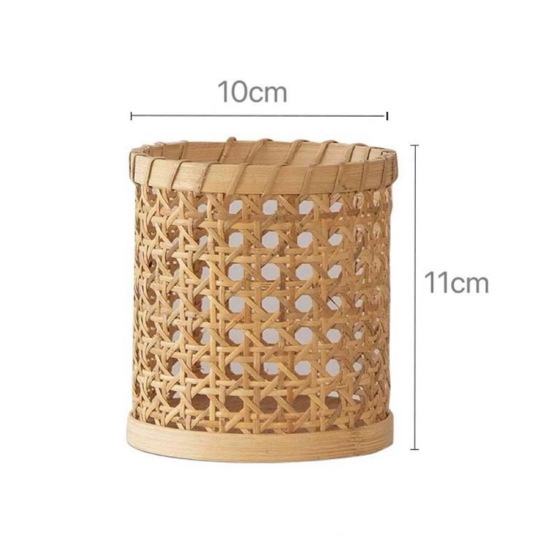 Autumn Rattan Weave Desktop Organizer: Pen Holder & Makeup Storage Box