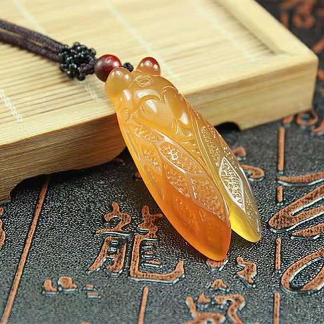 Přírodní ruka - Carve Jade Know The Cicada Náhrdelník Přívěsek Módní Šperky Doplňky Muži Ženy Dárky pro štěstí
