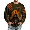 Men's Halloween Print Long Sleeve Neck Sweatshirt for Casual Sport